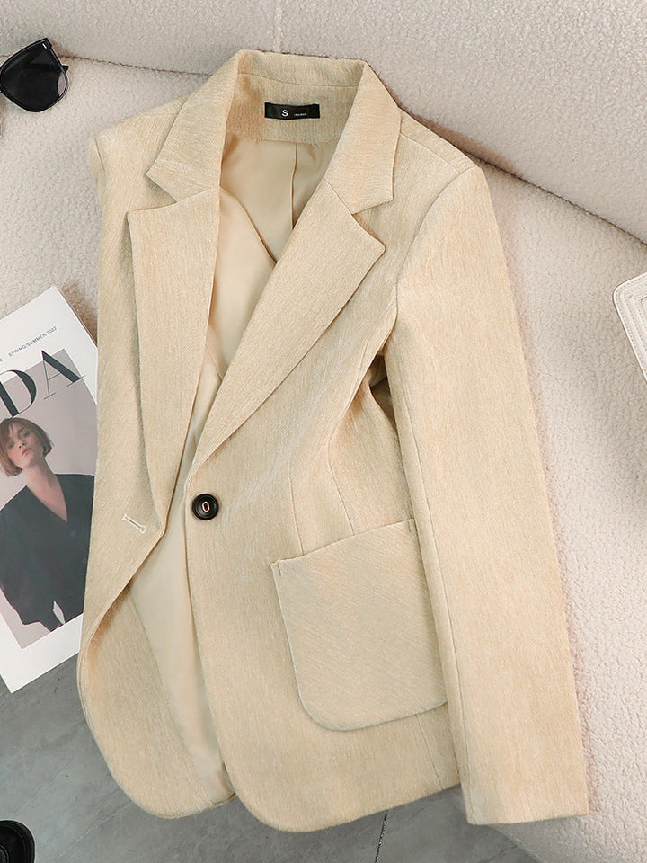 Céliane | Blazer Femme à Bouton Unique Revers Cranté - Cream - Image 1