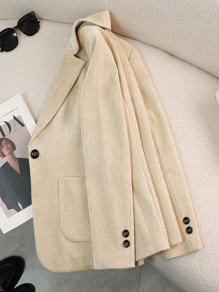 Céliane | Blazer Femme à Bouton Unique Revers Cranté - Cream - Image 2