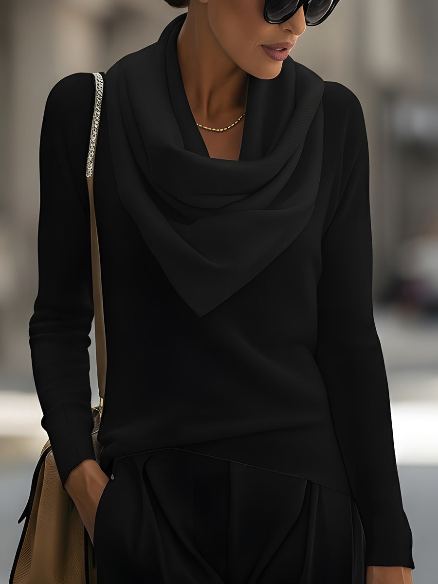 Clotilde | Women's Cowl Neck Long Sleeve Sweater - Image 2