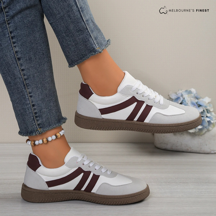Célvande | Basket Femme Rétro Semelle Gomme Bicolore - White - Image 1