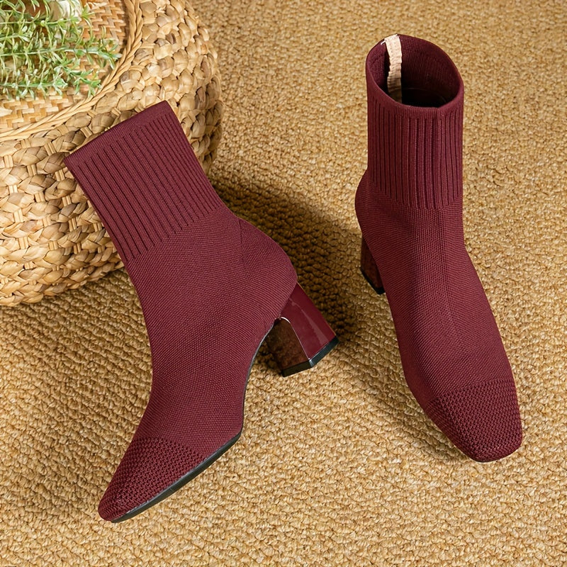 Célvande | Femme Bottines Chaussettes Talon Carré - Navy - Image 14