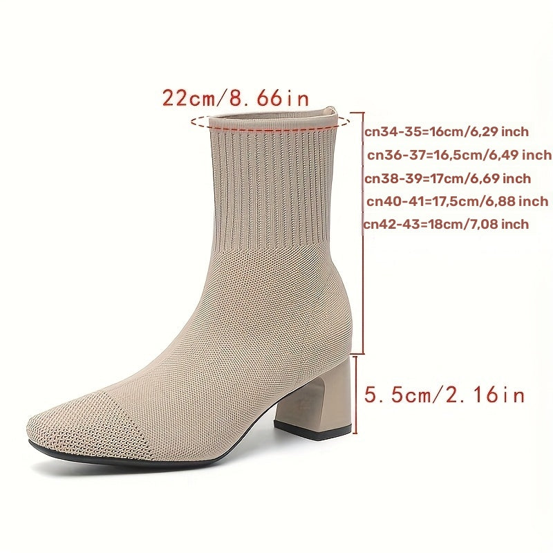 Célvande | Femme Bottines Chaussettes Talon Carré - Navy - Image 15