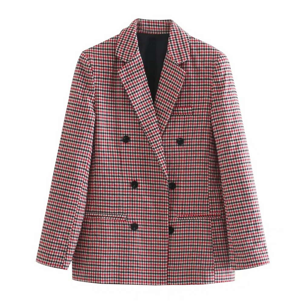 Célvandre | Femme Blazer Carreaux Manches Longues - Image 2