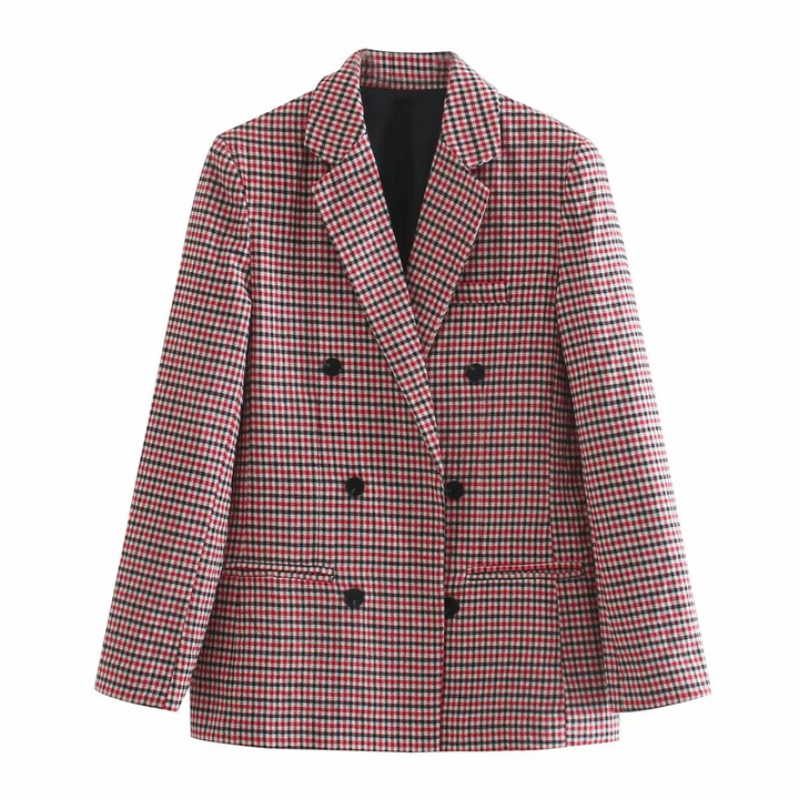Célvandre | Femme Blazer Carreaux Manches Longues - Image 2