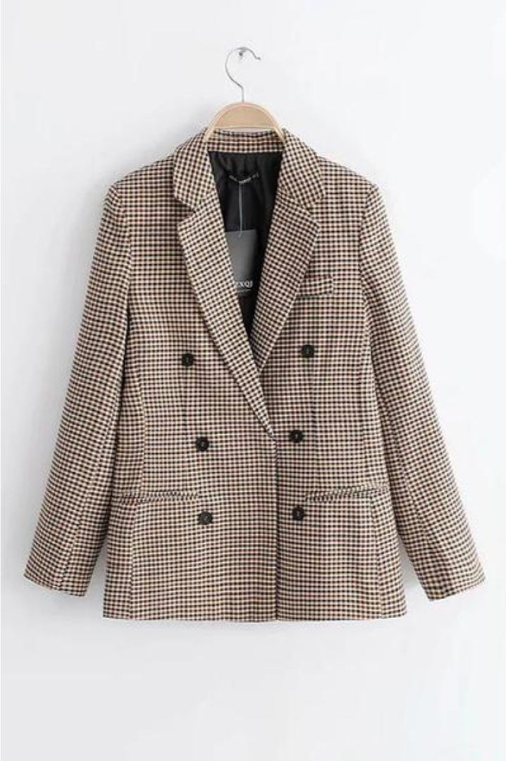 Célvandre | Femme Blazer Carreaux Manches Longues - Image 7