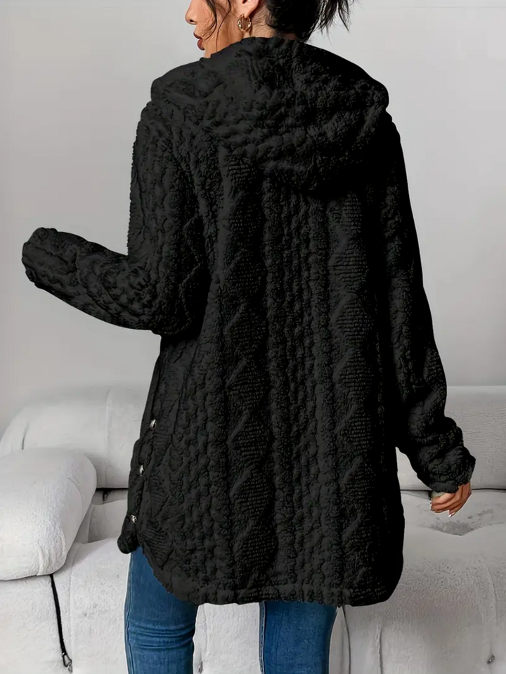 Célvane | Manteau Femme à Capuche Laine Longue - Cream - Image 12