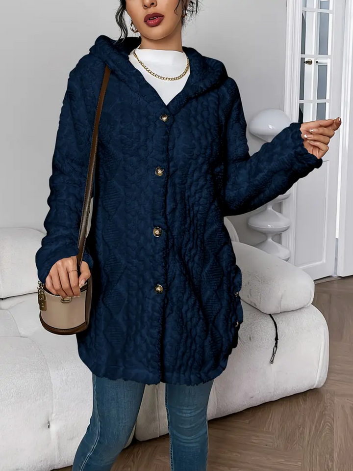 Célvane | Manteau Femme à Capuche Laine Longue - Cream - Image 9