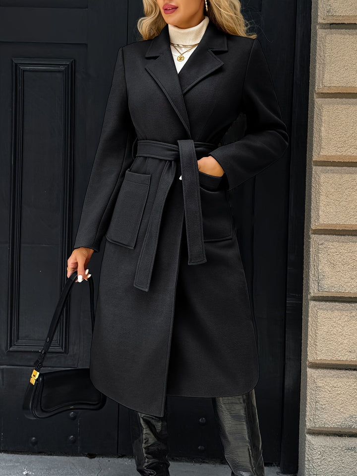 Célvane | Manteau Long Femme Ceinturé Col Revers - Camel - Image 12