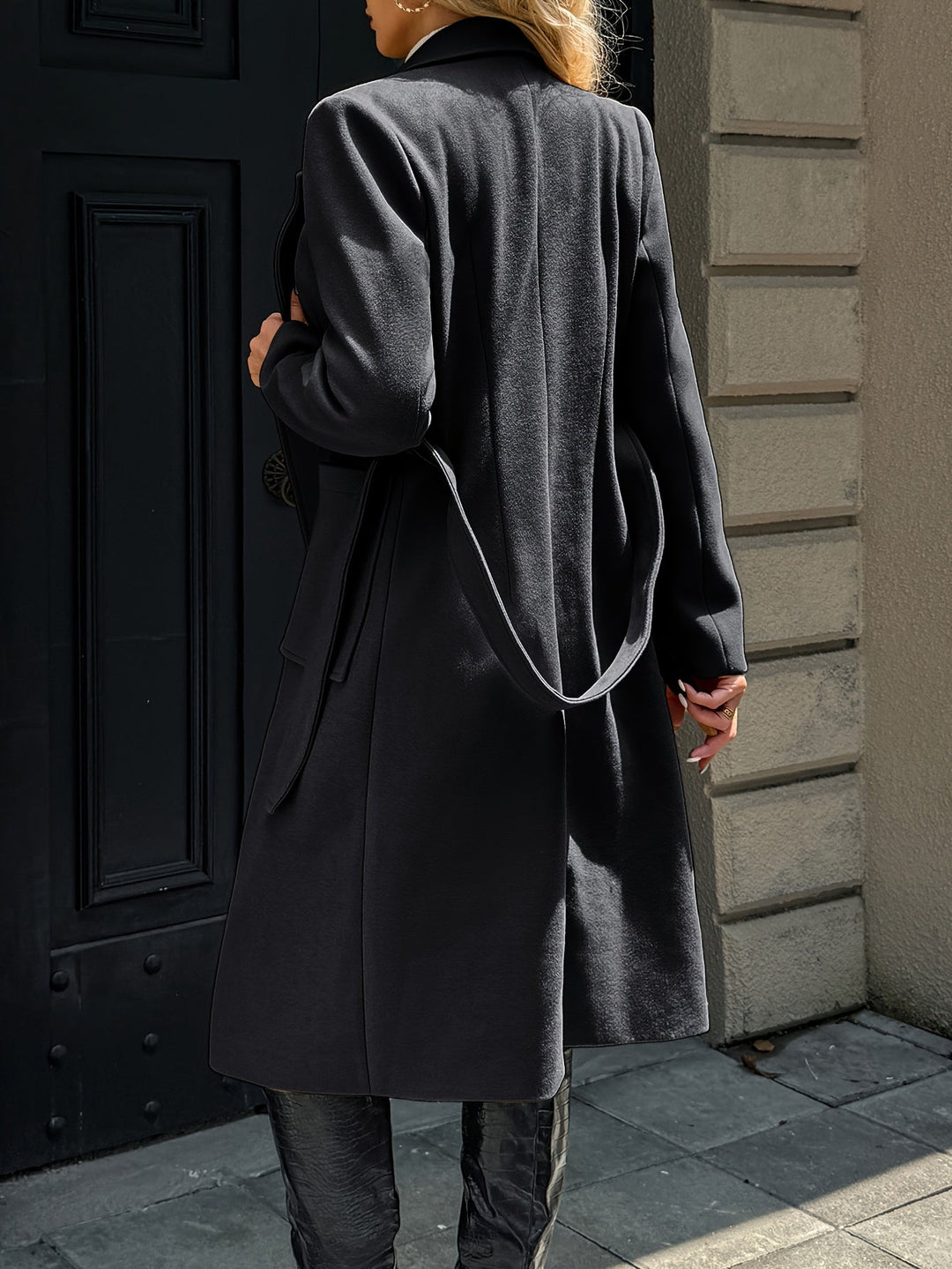 Célvane | Manteau Long Femme Ceinturé Col Revers - Camel - Image 14