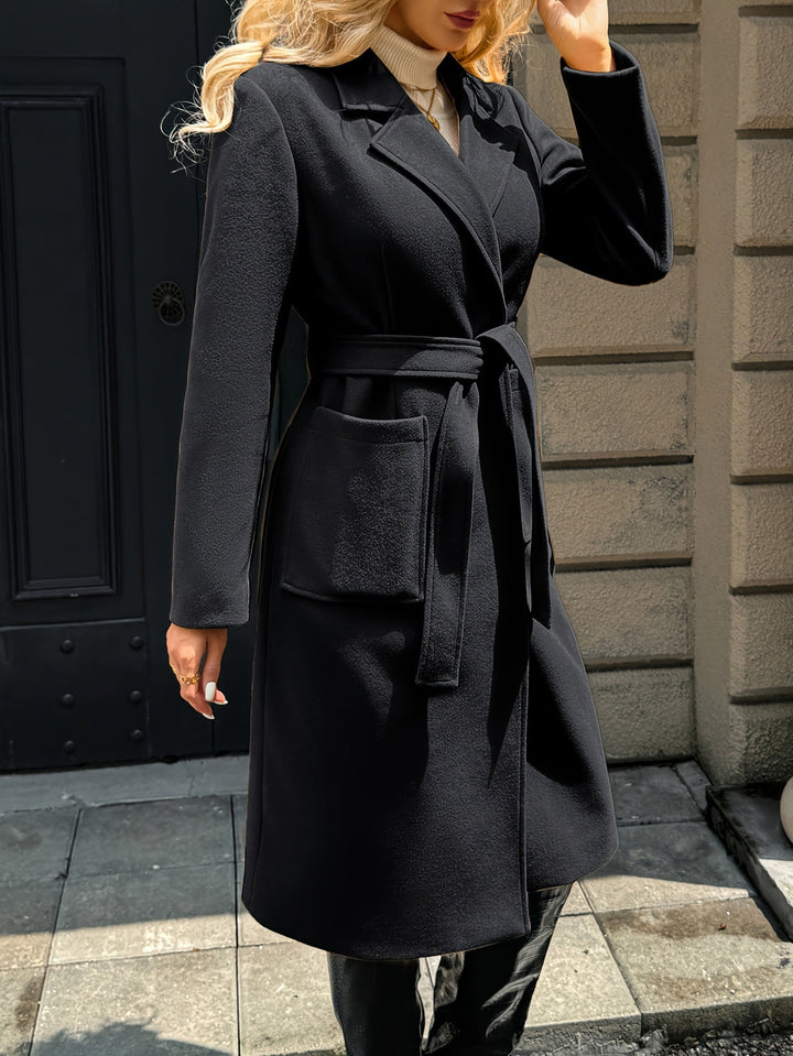 Célvane | Manteau Long Femme Ceinturé Col Revers - Camel - Image 16