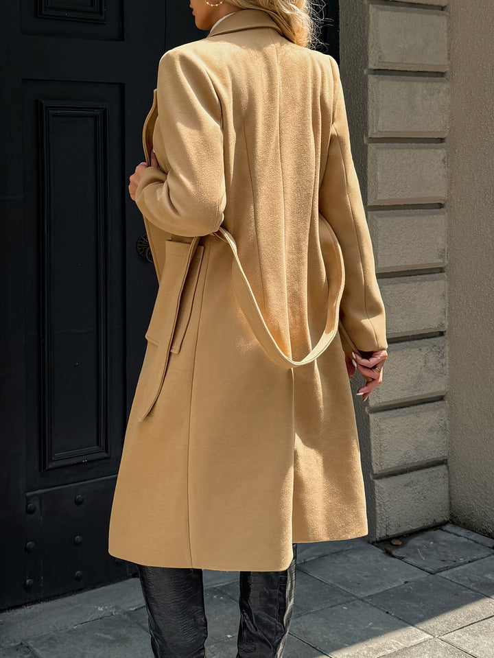 Célvane | Manteau Long Femme Ceinturé Col Revers - Camel - Image 2