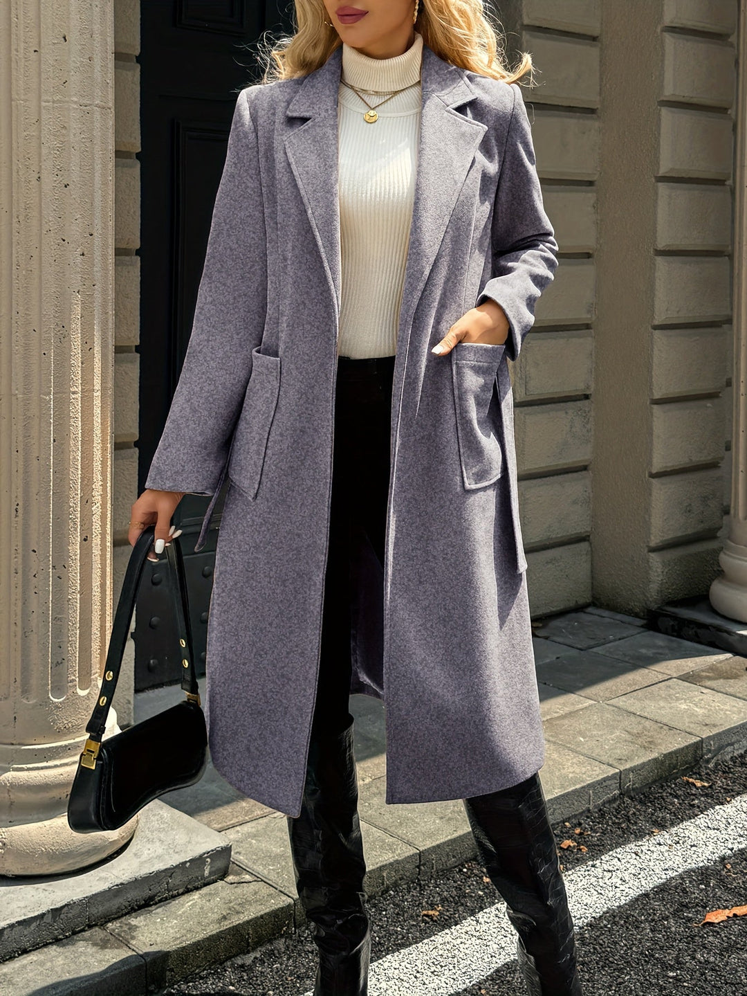 Célvane | Manteau Long Femme Ceinturé Col Revers - Camel - Image 20