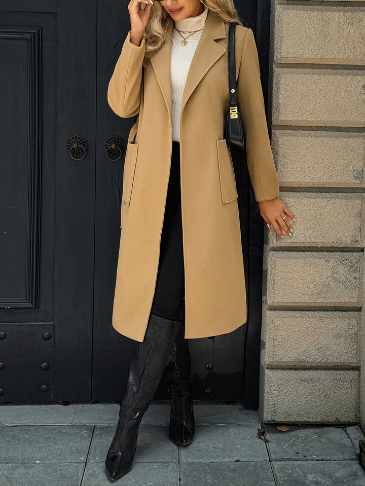 Célvane | Manteau Long Femme Ceinturé Col Revers - Camel - Image 5