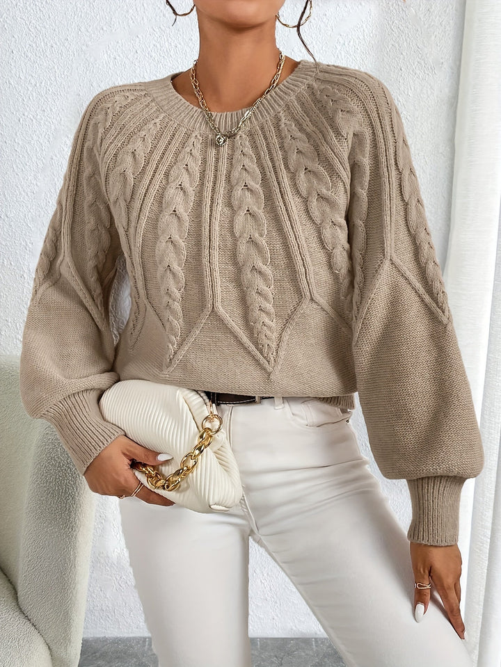 Célvane | Pull Torsadé Femme Manches Lanternes - Black - Image 10