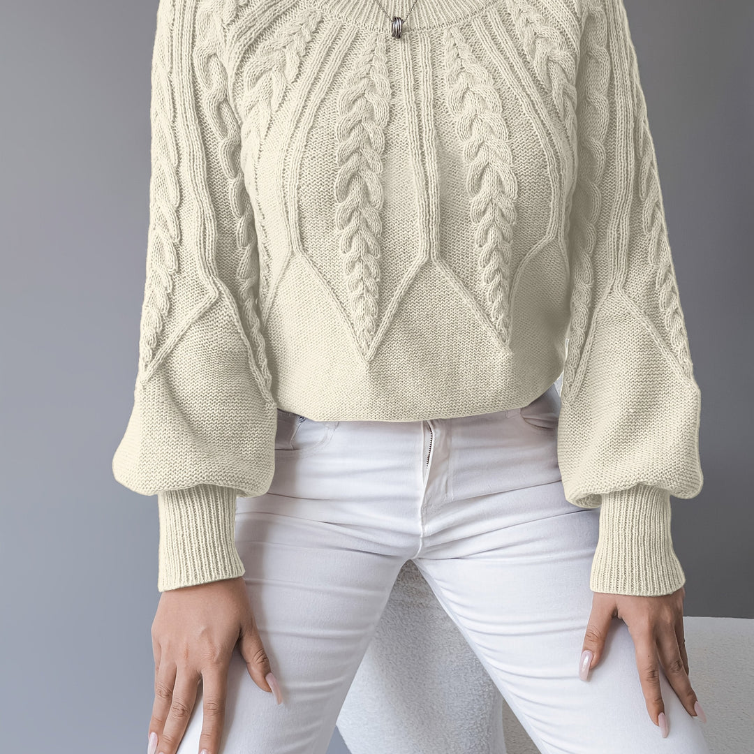 Célvane | Pull Torsadé Femme Manches Lanternes - Black - Image 13