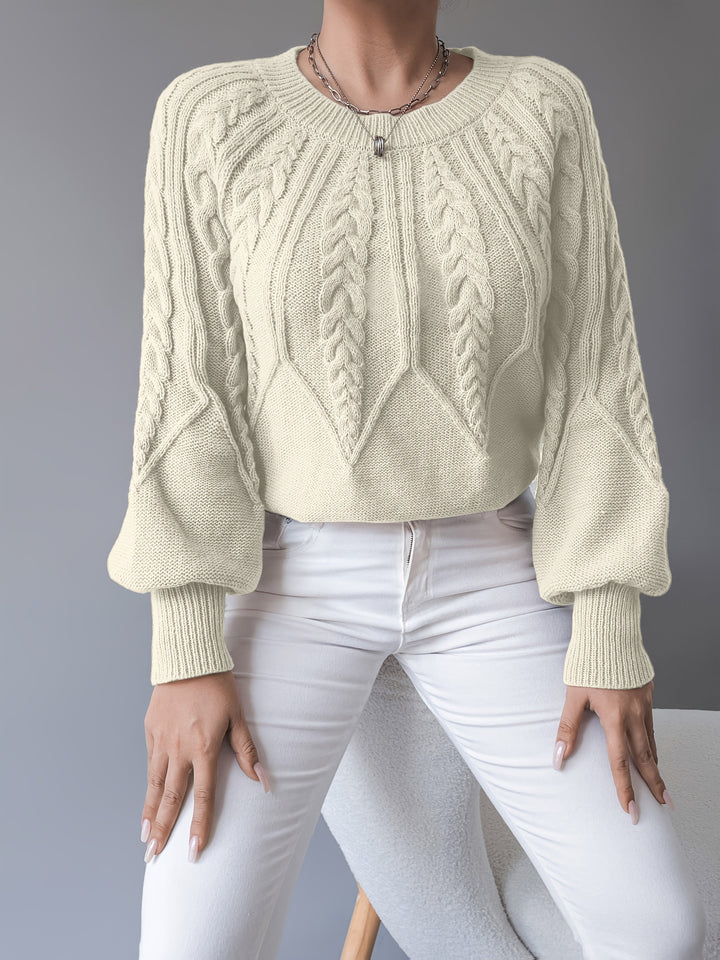 Célvane | Pull Torsadé Femme Manches Lanternes - Black - Image 3