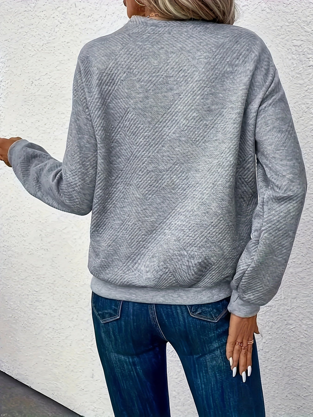 Célvarde | Pull Femme Col Asymétrique Boutonné - Grey - Image 6