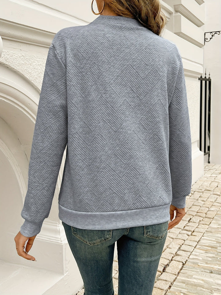 Célvarde | Pull Femme Col Asymétrique Boutonné - Grey - Image 9
