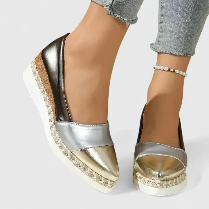 Célvire | Mocassins Compensés Femme Plateau Tressé - Image 1