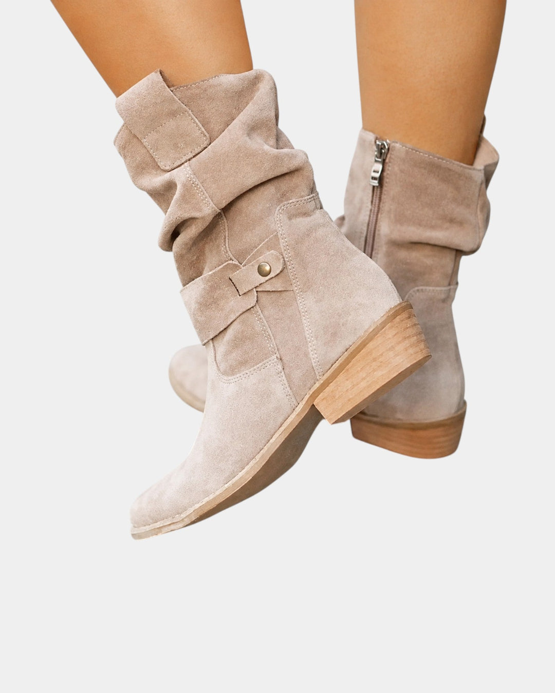 Célvonde | Femme Bottes Hautes Daim Slouch Genou - Black - Image 4