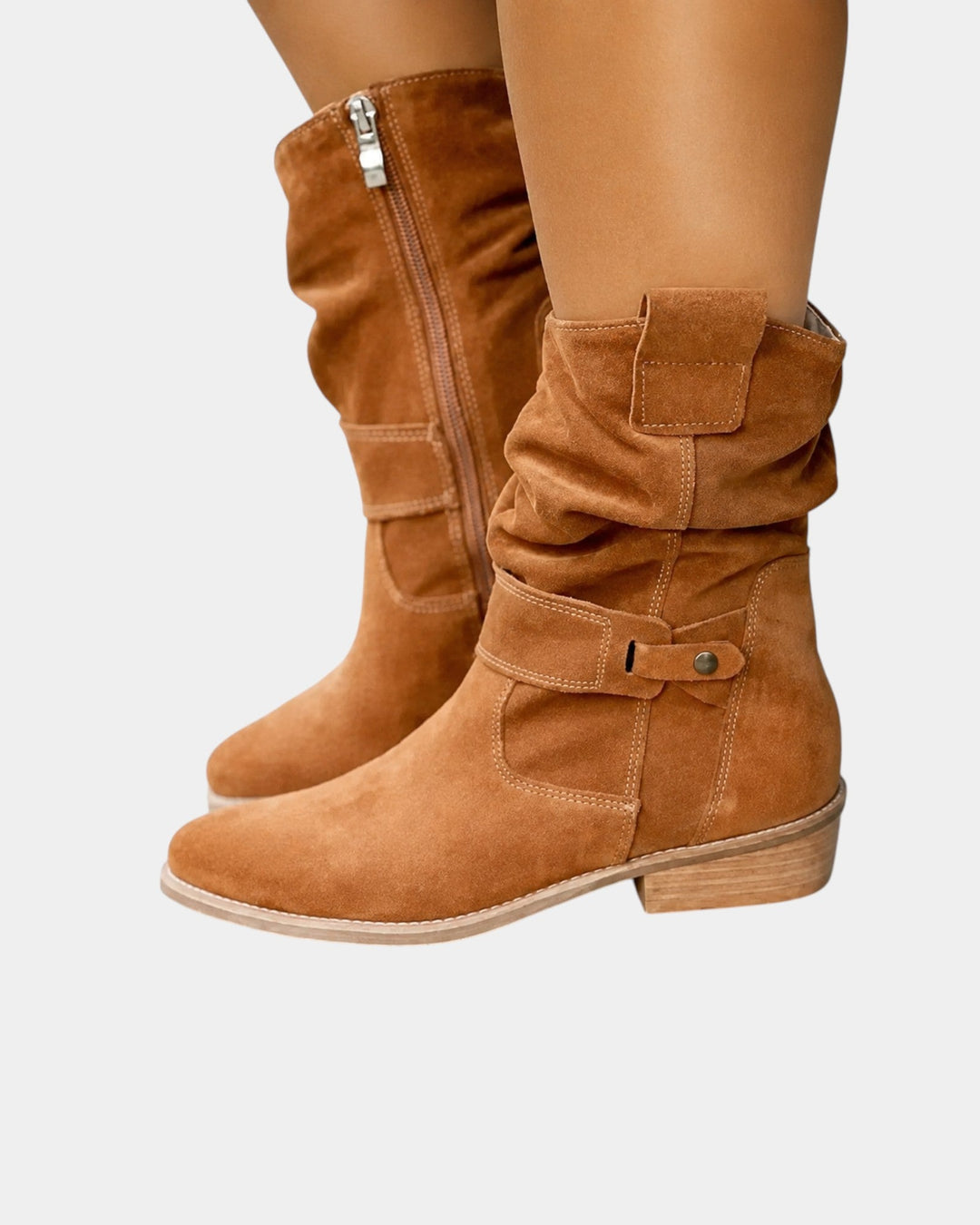 Célvonde | Femme Bottes Hautes Daim Slouch Genou - Black - Image 6