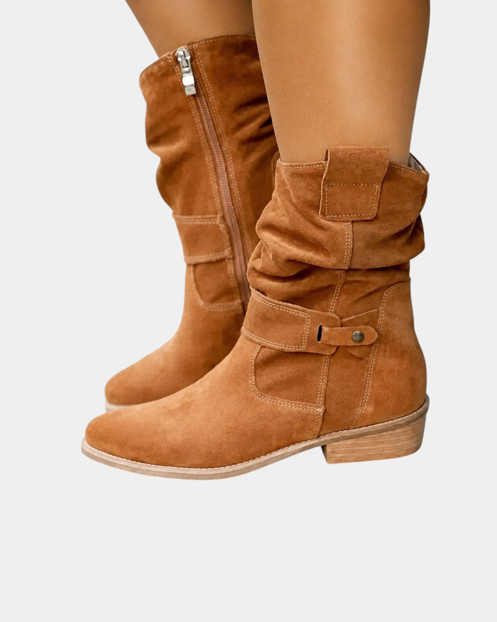 Célvonde | Femme Bottes Hautes Daim Slouch Genou - Black - Image 6