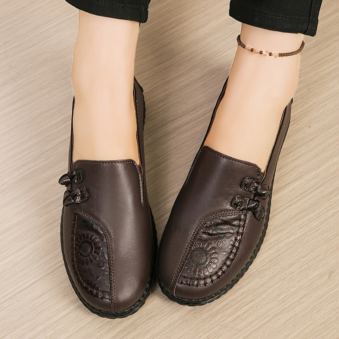 Célvore | Femme Mocassins Cuir Slip-On Semelle Souple - Burgundy - Image 2