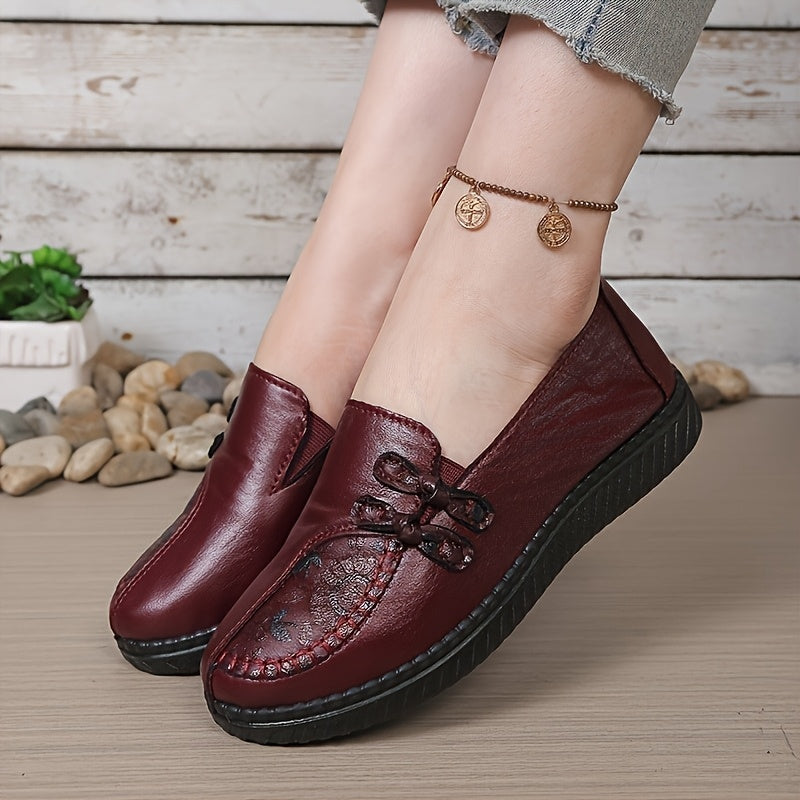Célvore | Femme Mocassins Cuir Slip-On Semelle Souple - Burgundy - Image 4