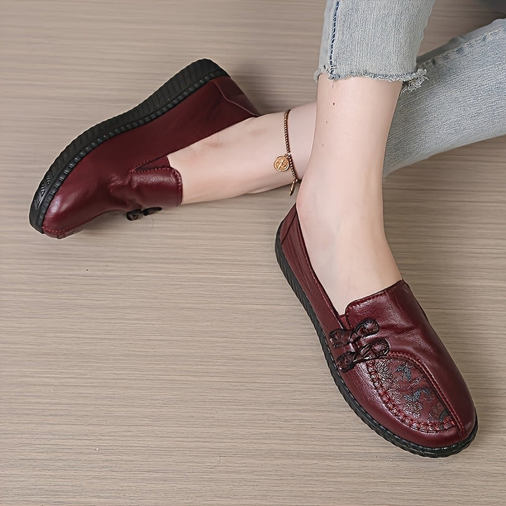 Célvore | Femme Mocassins Cuir Slip-On Semelle Souple - Burgundy - Image 5