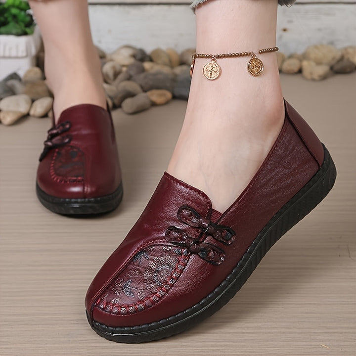 Célvore | Femme Mocassins Cuir Slip-On Semelle Souple - Burgundy - Image 9