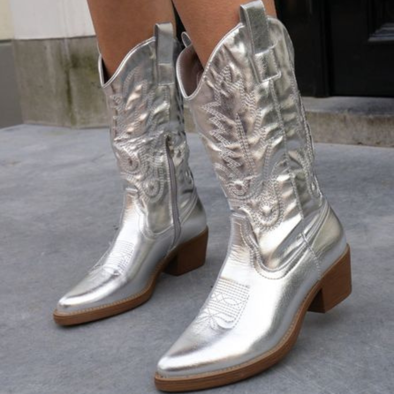 Célvorine | Femme Bottes Cowboy Métalliques Rose - Pink - Image 10