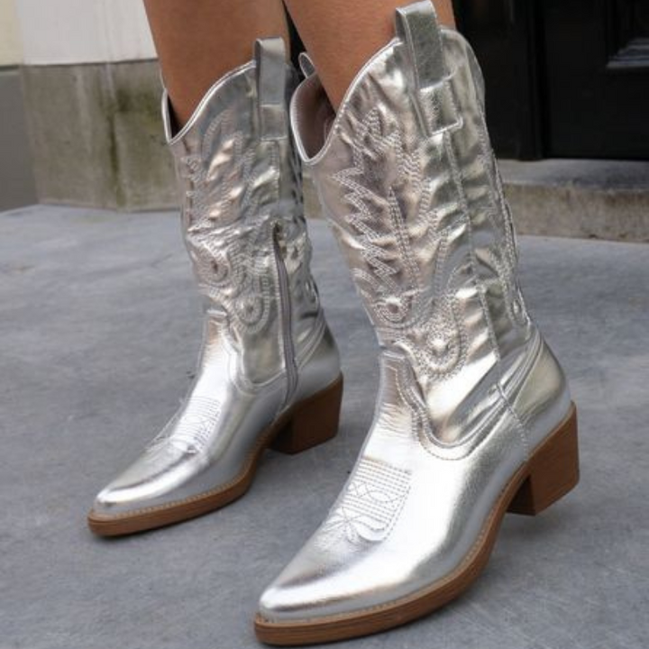 Célvorine | Femme Bottes Cowboy Métalliques Rose - Pink - Image 10