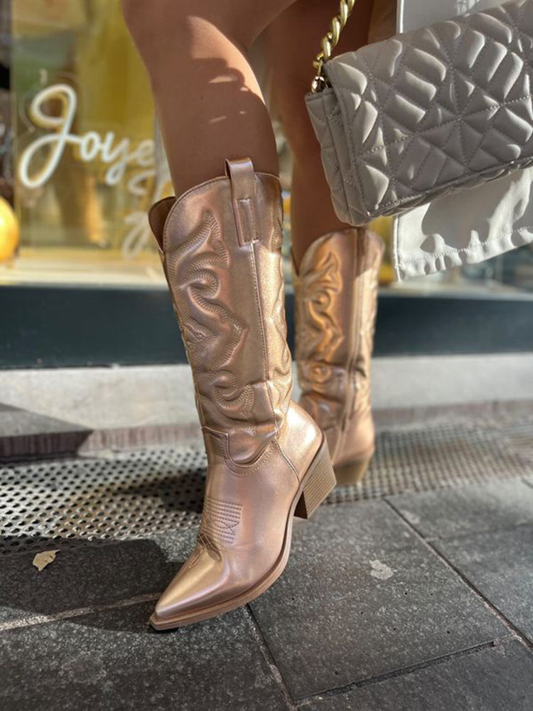 Célvorine | Femme Bottes Cowboy Métalliques Rose - Pink - Image 5
