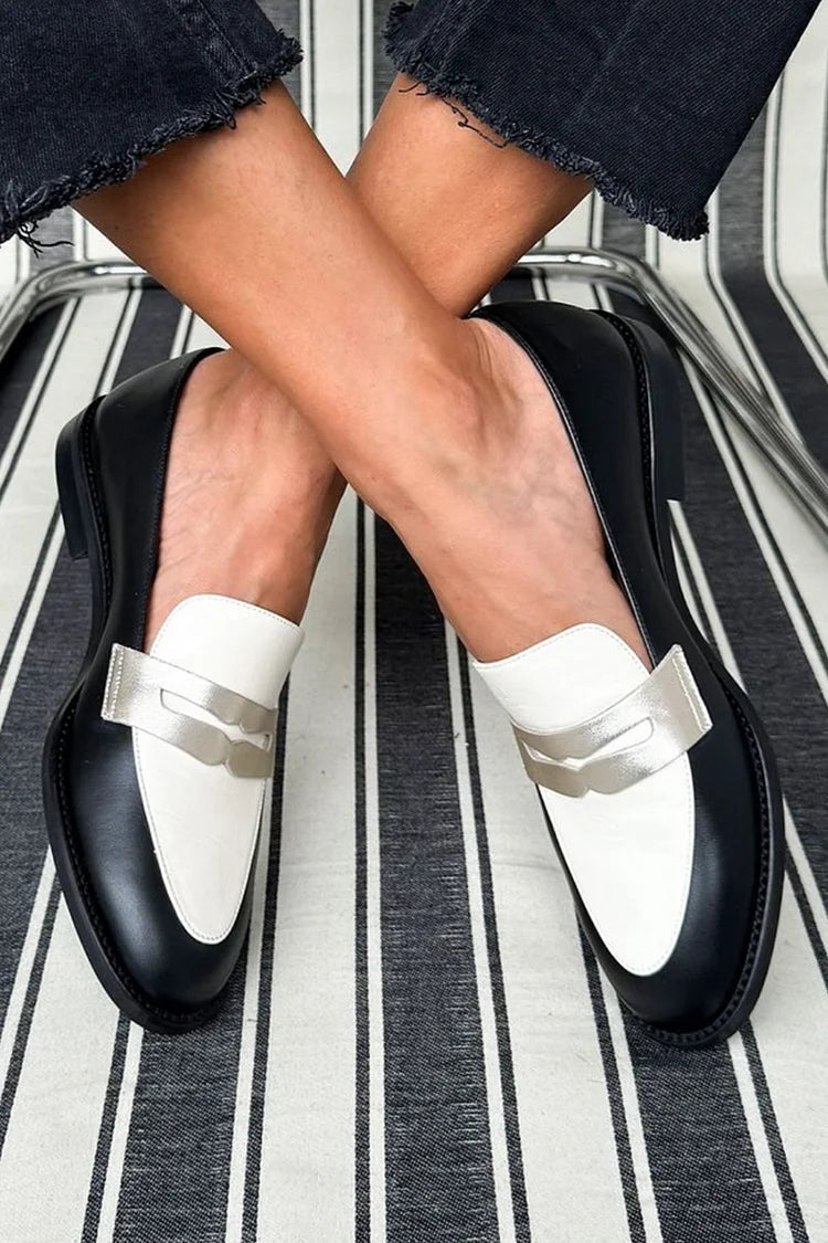 Célwyne | Mocassins Bicolores Femme Noir et Blanc - Image 1