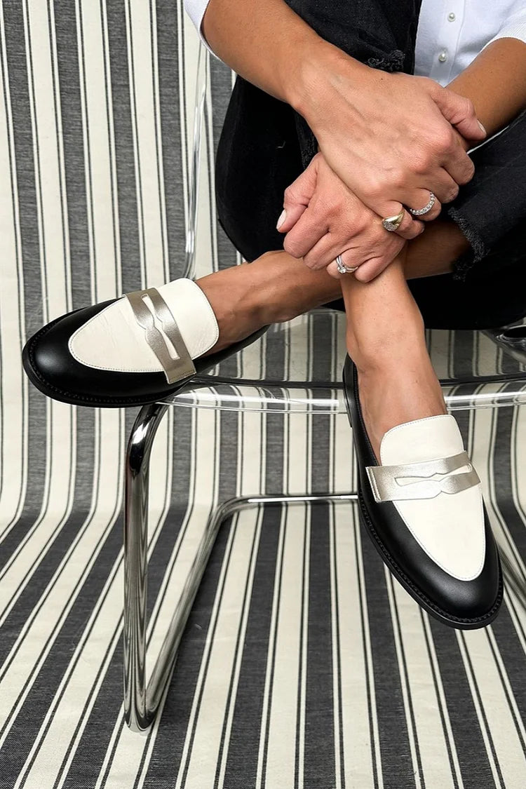 Célwyne | Mocassins Bicolores Femme Noir et Blanc - Image 4