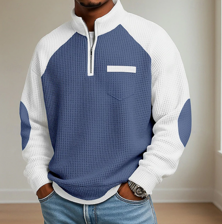 Colvard | Pull Homme Col Montant Demi-Zip - Blue - Image 1