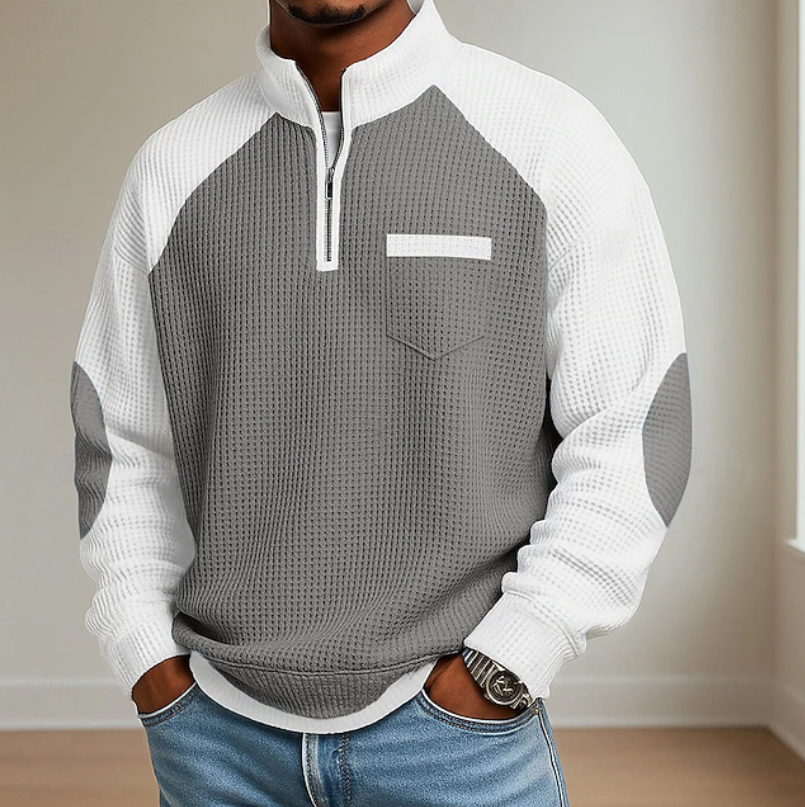 Colvard | Pull Homme Col Montant Demi-Zip - Blue - Image 2