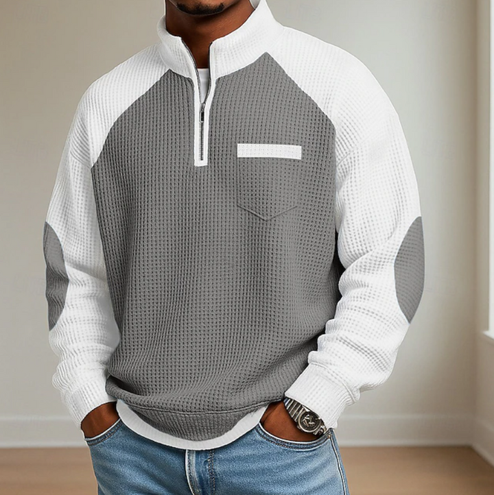 Colvard | Pull Homme Col Montant Demi-Zip - Blue - Image 2