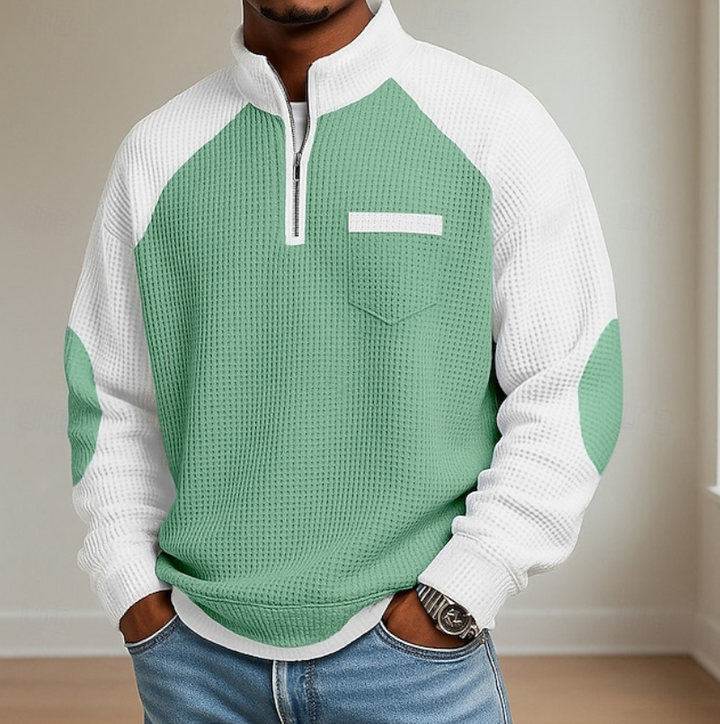 Colvard | Pull Homme Col Montant Demi-Zip - Blue - Image 3