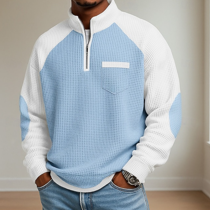 Colvard | Pull Homme Col Montant Demi-Zip - Blue - Image 4