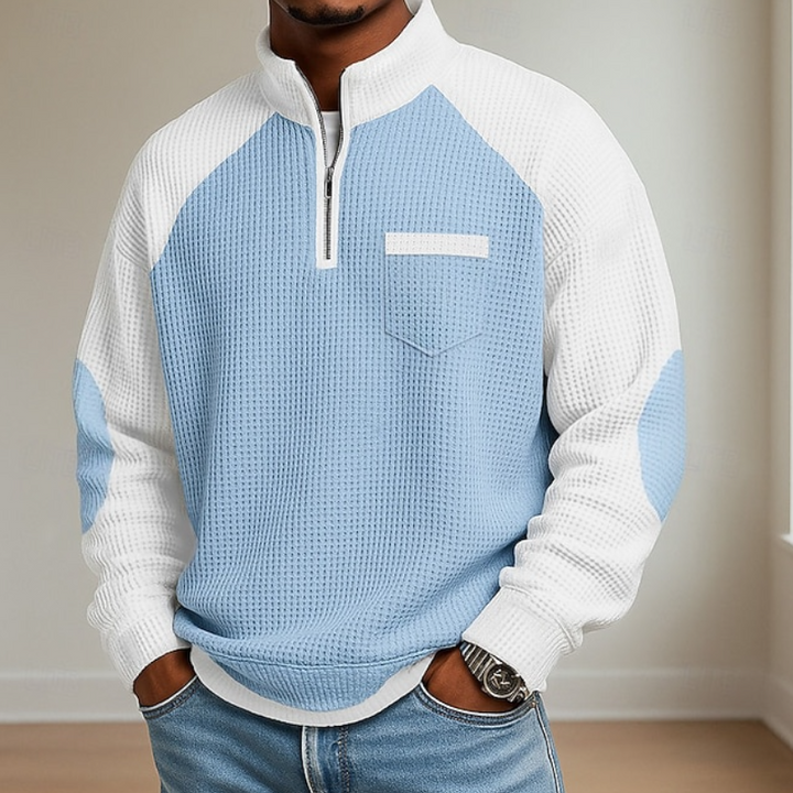 Colvard | Pull Homme Col Montant Demi-Zip - Blue - Image 4