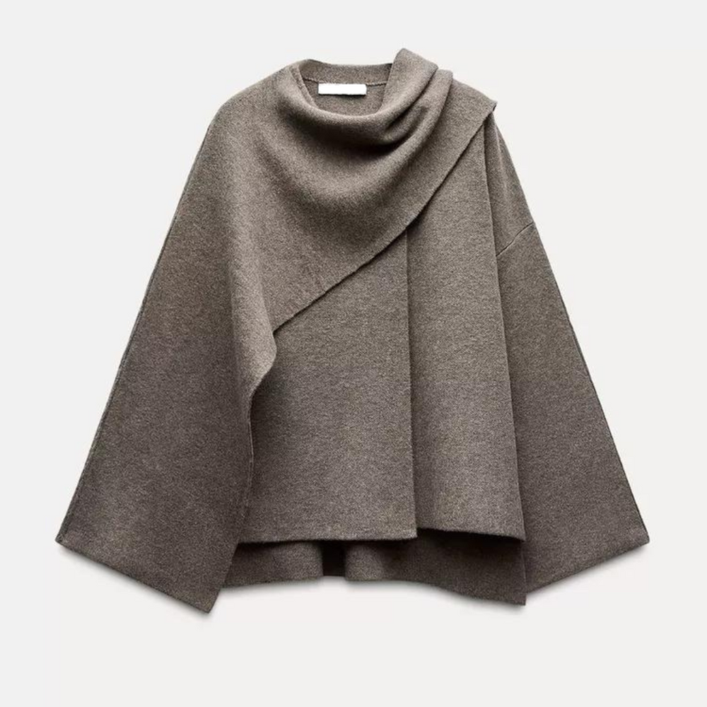 Cordessa | Women's Draped Cowl Neck Cape Coat - Image 2