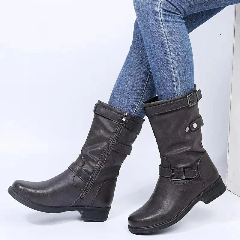 Cordetta | Women's Black Buckle Ankle Boots - Image 2