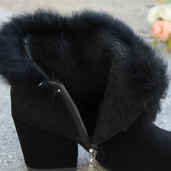 Gwenaëlle | Femme Bottines Fourrure Talon Bloc - Black - Image 12