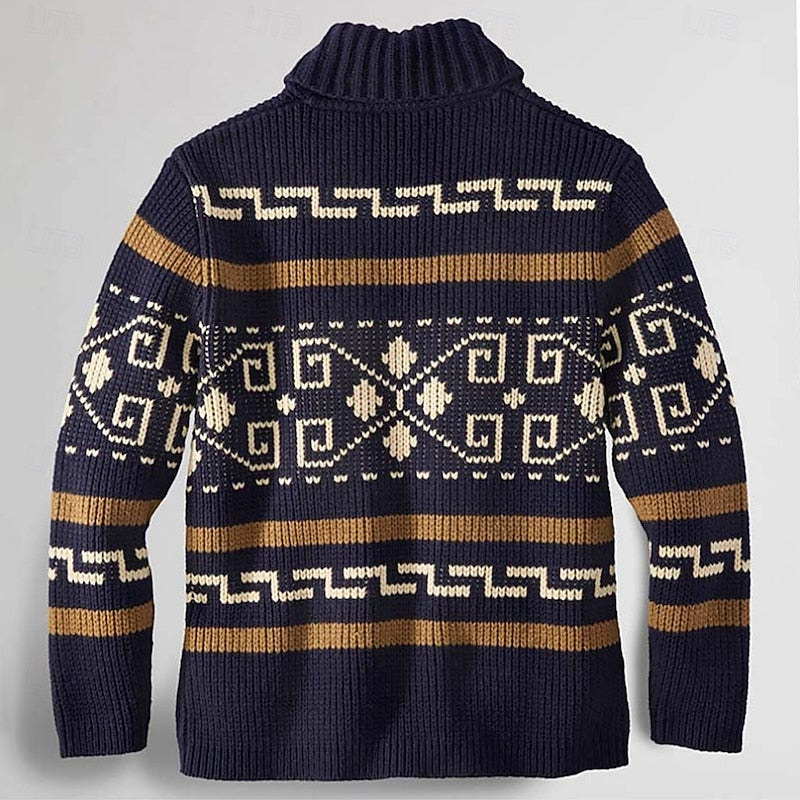 Corveld | Cardigan Homme Jacquard Géométrique - Navy - Image 3