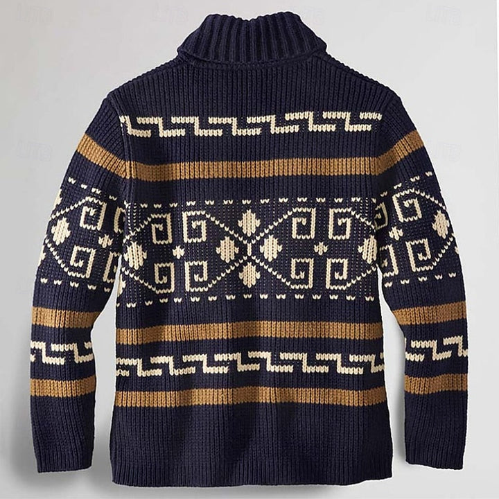 Corveld | Cardigan Homme Jacquard Géométrique - Navy - Image 3
