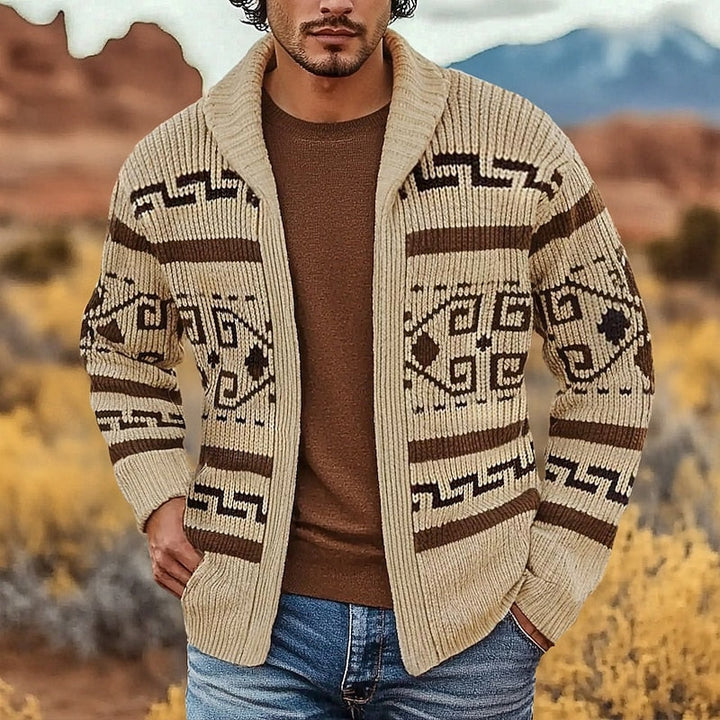 Corveld | Cardigan Homme Jacquard Géométrique - Navy - Image 4