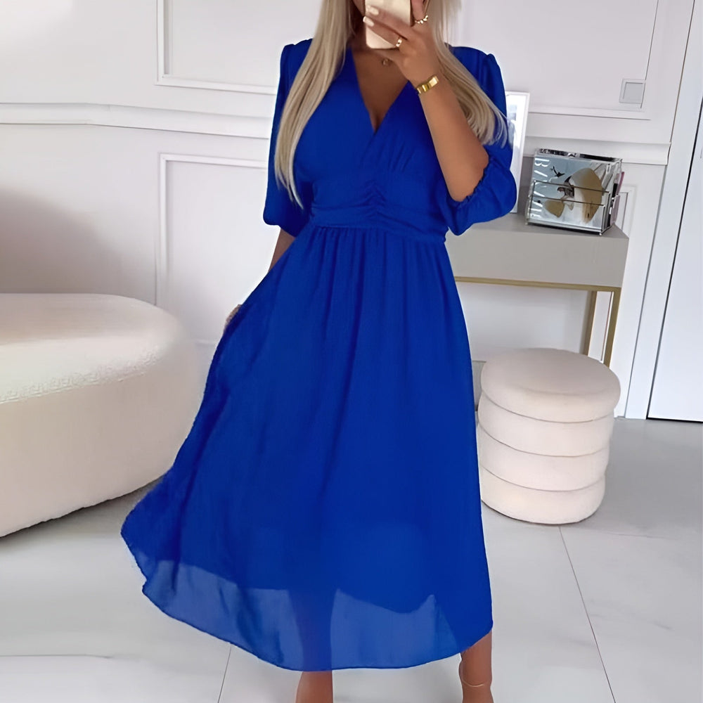 Cressida | Women's V-Neck Long Sleeve Wrap Midi Dress - Image 2