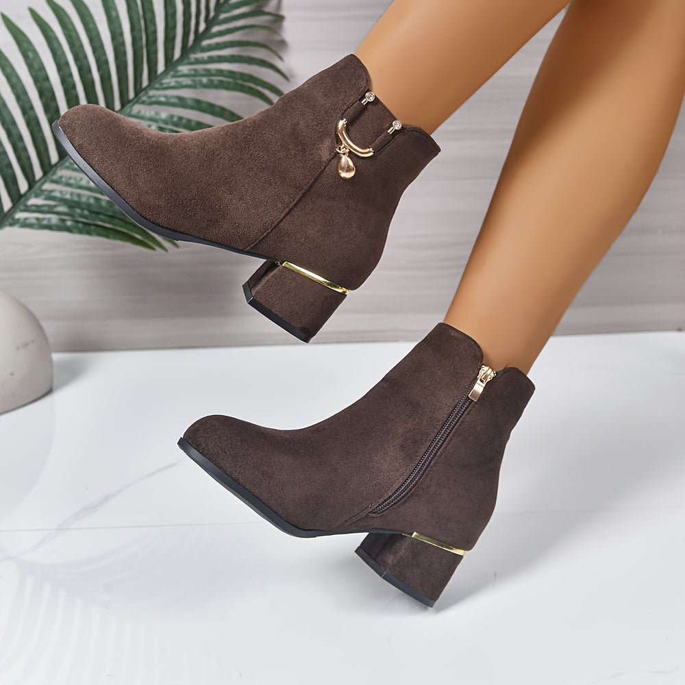 Darcie | Women's Chelsea Ankle Boot with Block Heel - Brown - Image 2