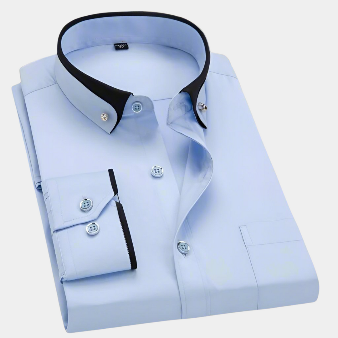 Darvec | Chemise Homme Manches Longues Col Contrasté - Image 1